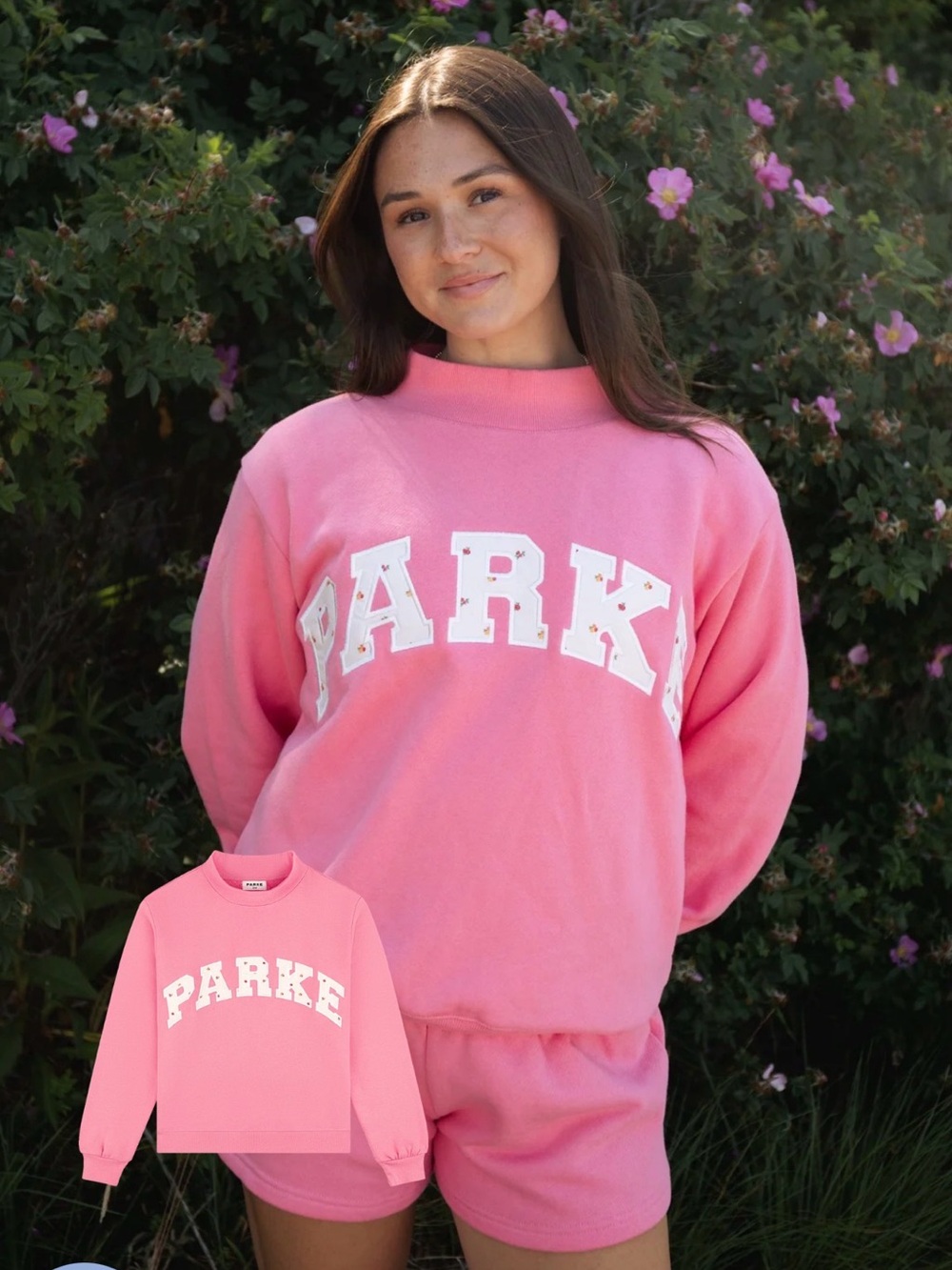 PARKE Bloom Sunset Floral Mockneck and Bloom Sunset Floral claw clip